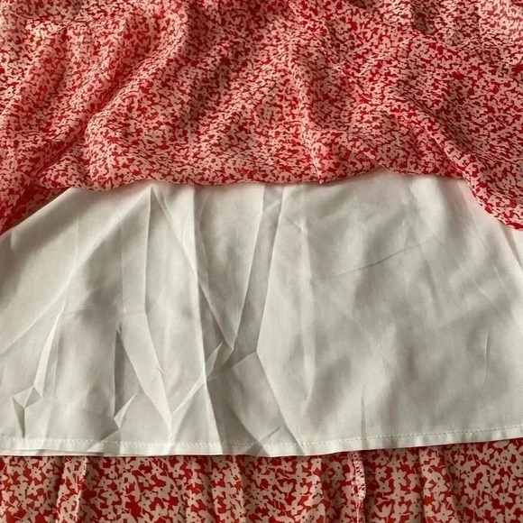 🆕Boho Trendy Red Floral Flutter-Sleeve Empire-Waist Dress XL🆕 - Picture 7 of 10